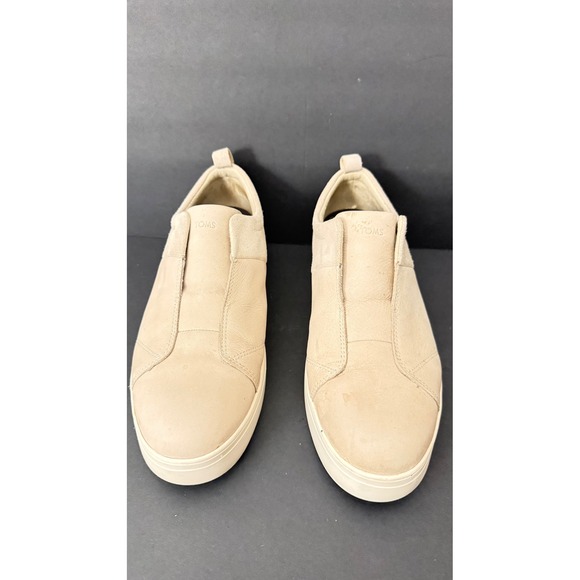 TOMS Men's Beige Leather Slip On Casual Comfort Sneakers Shoes - Picture 5 of 8
